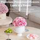 JoyFlower Preserved Flowers Vase Ceramic Decor, Eternal Flower Vases for Centerpieces, Forever Flower Decorations for Home Party Wedding Table Living Room, Ceramic Flower Vase House Decors(Pink)