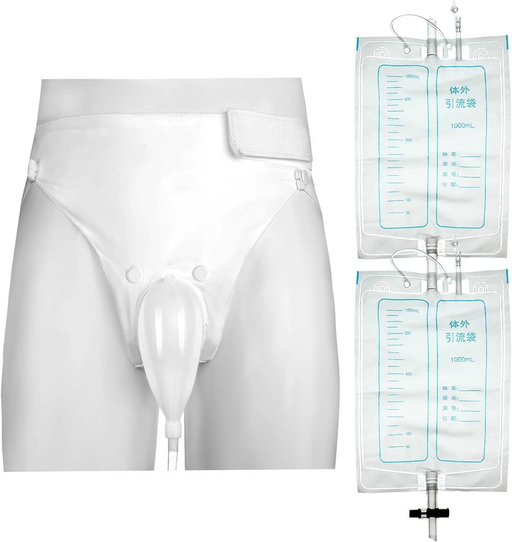 Geiserailie 3 Pcs Urinals for Men Urine Collection Bag Catheter for Men Urinary Incontinence Kit Reusable Silicone Urine Collector Portable Wearable Male Incontinence Products for Elderly Bedridden