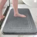 chakme Memory Foam Bath Mat Rug 32" x 20", Ultra Soft and Absorbent Bathroom Rugs, Non Slip, Machine Wash Dry, Thick Bath Rug for Bathroom Mat, Dark Grey (1'8" x 2'8" (Rectangular))