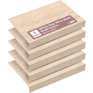 Ilyapa Wire Shelf Covers for Wire Shelving 36 x 16 in. 5 Pack PVC Faux Wood Rack Covers for Pantry, Linen Closets & Shelves, Pantry Shelf Cover - Wooden Oak Print