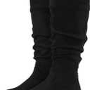 Rollda SUEDI Women's Slouchy Knee High Boots Pull On Flat Boots Side Zipper Fall Boots for Women (9)