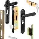 Prime-Line K 5092 Steel and Diecast Security Door Keyed-Locking Mortise Handle Set for Security Screen Doors, 6-3/4 Inch Mounting Hole Centers, Black, Set of 1