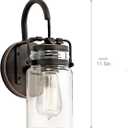 Kichler Brinley 11.5" Wall Sconce in Olde Bronze, 1-Light, Vintage Wall Mount Light with Clear Glass, (11.5" H x 5" W), 45576OZ