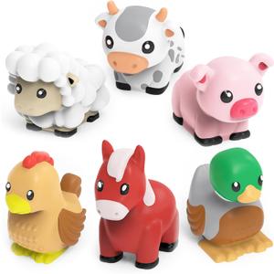 Tub Works Barnyard Mold Free Bath Toys, 6 Pack | Sealed, No Hole Bath Toys Design Keeps Moisture Out | Soft, Squeezable & Float on Water | Farm Animals Baby & Toddler Bathtub Toys | Baby Pool Toys