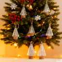 Christmas Tree Ornaments, Set of 3 Mini Glass Tree Shaped Hanging Decorations with Twine and Cork Base, Festive Xmas Decor for Christmas Tree, Holiday Home Party Decor