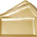 3Pcs 304 Stainless Steel Food Serving Tray, 12.6" Rectangular Serving Platters Multipurpose for Kitchen,Party Organizer Tray for Buffet Brushed Nickel (Gold)