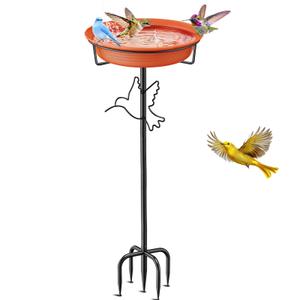 VeyFolzin.st Bird Baths for Outdoors, Detachable Birdbaths for The Garden Clearance, Freestanding Bird Baths for Outdoors Heavy Duty, Bird Bath Bowl Spa & Birdfeeder with Metal Stake Stand (Brown)