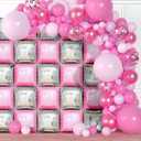 Metallic Pink and Silver Square Foil Balloons Wall - 19 Inches Square Balloons Tunnel Arch Garland Kit for Graduation Decorations Class of 2025, Graduation Party Decorations, Engagement Party