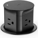 Jgstkcity Pop up Outlet for Kitchen Counter Island,Pop Out Outlet Station with 15 Amp Receptacle Outlet, Splash Resistant,3.15" Diameter,Conference Table Power Hub,ETL Listed (4 Outlets & 0 USB-0, Black)