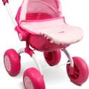 ANNIVIA Baby Doll Stroller - Metal Fold Up and Down Pram Carriage for Dolls