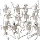 JOYIN 12 PCS 16" Halloween Skeleton Decor, Full Body Movable Stayable Joints Plastic Skeleton, Posable Hanging Skeletons for Halloween Decoration Indoor Outdoor, Graveyard Yard Party Decor