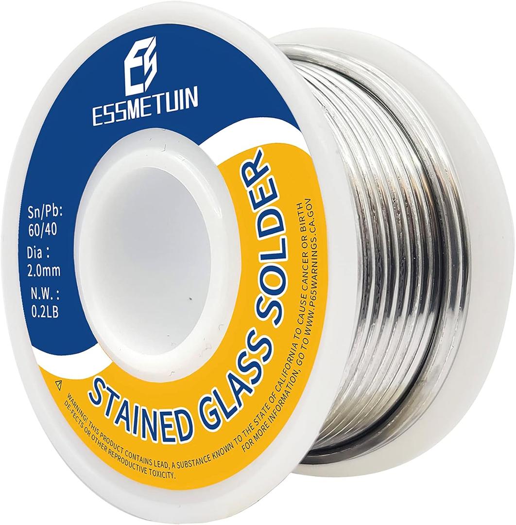 60/40 Solder for Stained Glass, Dia 2.0MM(0.08in), No Flux Solid Tin Lead Solder(0.2LB)