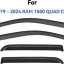 Window Visors Rain Guards for 2019-2025 Dodge Ram 1500 Quad Cab (New Body Style), Window Vent Wind Deflectors Visors Shades for 19-25 Ram 1500 (2 Full-Size Doors, 2 Half-Size Doors)