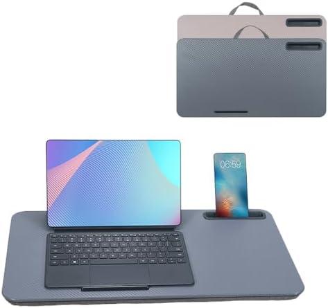 Portable Laptop Desk Fits Up to 16“ Laptops, with Tablet Slot, Built-in Cushion, Great for Home & Office,Lap Desk for Laptop,Lap Desk with Cushion (Dark Grey, Large)