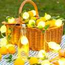 Baquler 2 Pcs 3D Lemon LED String Lights Battery Operated Spring Summer Artificial Fruit Garland 19.68ft 40leds Lemon Light Bulbs with Branches Leaves Fairy Lights for Wedding Party Table Decorations
