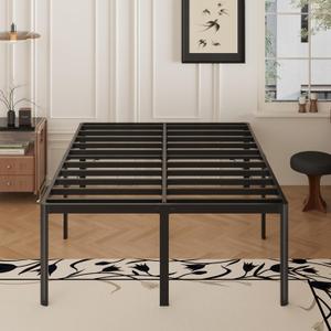 Yicensen 22 Inch High Queen Bed Frame Rounded Corner No Box Spring Needed, Heavy Duty Metal Queen Size Platform Bed Frame, Easy Assembly, Noise Free, Black