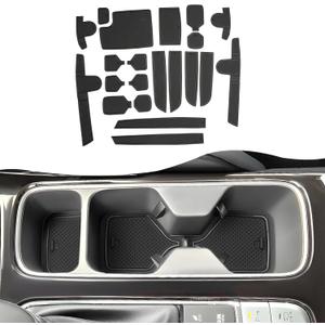 SXCY for 2020-2025 2026 Kia Telluride Accessories Cup Holder Inserts Liner 2024-2026 Telluride Door Slot Mats 2025 2026 Telluride Accessories Center Console Liners Mat(7-Passenger Seats Only) (Black)