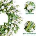 Sggvecsy Spring Summer Wreath for Front Door 22 Inch Artificial White Flower with White Tulips Greenery Leaves Lavender for All Seasons Home Farmhouse Indoor Outdoor Wall Decor