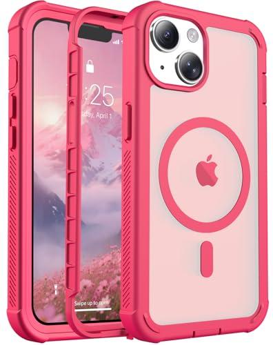 jaroco Magnetic for iPhone 13 Case, [Compatible with MagSafe][Military Grade Drop Protection][Heavy Duty Protection][Non-Slip][Shockproof] 2-Layer Durable Bumper Phone Case 6.1''-Rose