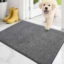 PURRUGS Dirt Trapping Door Mat 20" x 31.5", Non-Slip Machine Washable Entry Rug, Entrance Mat, Indoor Front Door Mat, Super Absorbent Entryway Rug for Muddy Shoes & Paws, Heathered Grey