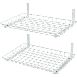 EVERHANGER Garage Wall Shelves 12x18 Inch, Wall Mounted Storage Shelf, Metal Shelf Rack, Heavy-Duty Shelf Organizer 2 Pack, White, 18X 12inch