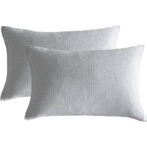 Pillowcases Standard Size 100% Cotton, 2 Pack Linen Like Pillow Shams with Envelope Closure, Ultral Soft and Breathable Pillow Case Covers, Light Grey, 20" X 12", No Filling