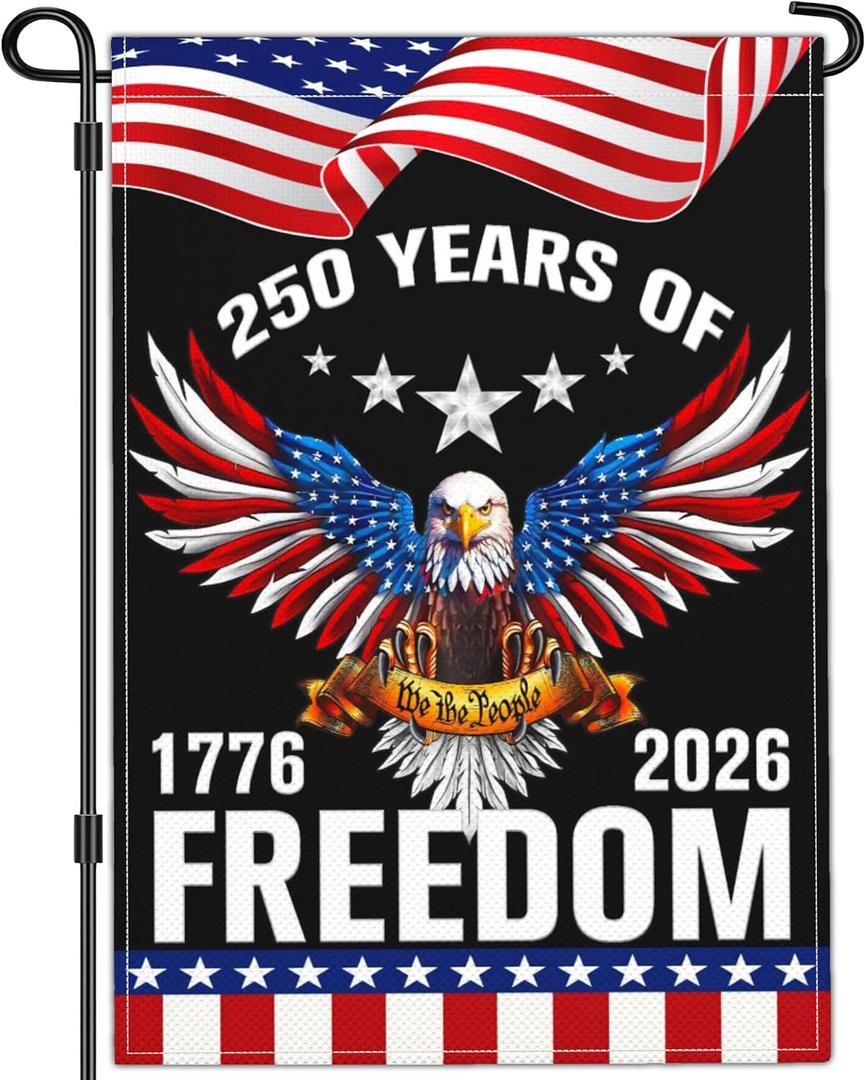 4 x NASIAN 250 Year American Anniversary Flag 250th Anniversary USA Merchandise Garden Flag Patriotic 4th of July Eagle Yard Garden Flags For Outside 12x18 Inch Double Sided Outdoor Banner Decorations