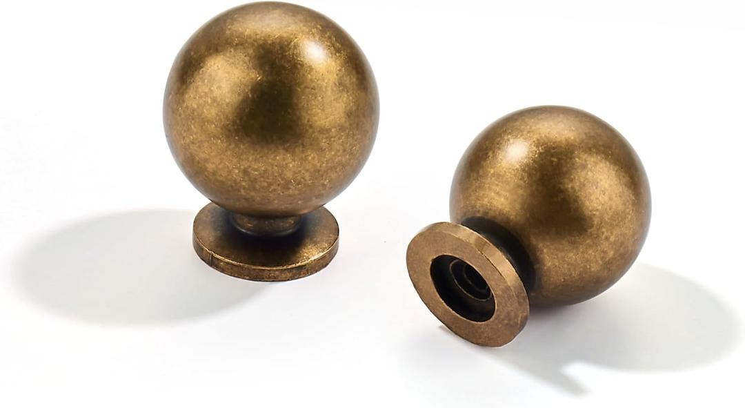 LIMUR 30 Pack 1 Inch Antique Brass Cabinet Knobs - Solid Zinc Alloy Kitchen Cabinet Hardware for Cupboard Drawer Knobs Wardrobe & Dresser Knob