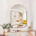 24"x36" Frameless Mirror, Arched Mirror with Diamond-Shaped Beveled Edge,Unframed Decorative Mirror with Upgraded Shatterproof Glass,Unique Frameless Mirror for Bathroom,Living Room,Bedroom