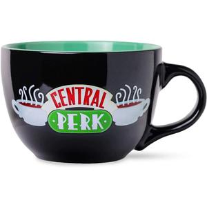 Silver Buffalo FRIENDS Central Perk Black Ceramic Mug Oversized for Coffee, Soup, 24 Ounces
