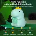 Dinosaurs Alarm Clock with Night Light for Kids with Sleep Training and Sound Machine, Rechargeable Silicone Lamp OK to Wake ClockCute Animal Tabletop Lamp, Perfect Sleep Companion for Boys Girls