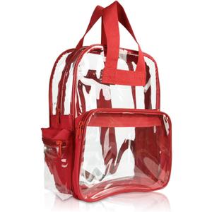 DALIX Clear Backpack Bags Smooth Plastic in Red
