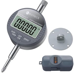 Neoteck DTI Digital Dial Indicator 0.5 inch/12.7mm, High Resolution: 0.00005 inch/ 0.001mm, Digital Probe Indicator Dial Test Gauge (Silver Gray)
