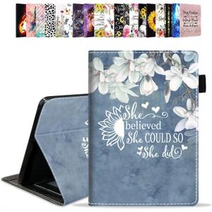 Case for Kindle Fire HD 8/Fire HD 8 Plus Tablet (12th/10th Generation, 2022/2020 Release), Inspirational Quote She Believed She Could So She Did Design PU Leather Folio Case with Smart Auto Wake/Sleep