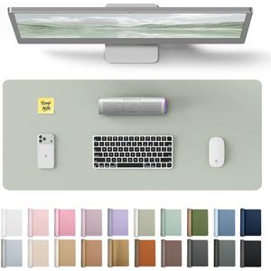 YSAGi Leather Desk Protector, Office Mat, Large Mouse Mat, Non-Slip PU Leather Blotter, Laptop Pad, Waterproof Writing Pad for Office and Home (Grayish Green, 23.6" x 13.8")