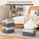 4 Pack Large Storage Bins with Handle,Collapsible Storage Basket for Shelves,Fabric Closet Organizer for Organizing Clothes Blanket,Decorative Dorm Organizers and Storage