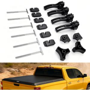 Truck Tonneau Cover Replacement Installation Accessory for Soft Or Hard Tri-fold & Quad-fold Truck Bed Cover Include Nut, T-Bolt(T-bar), Tonneau Cover Clamp, 4X Rear Clamp