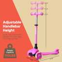 Pink Mini 3 Wheel Scooter for Kids Lean-to-Steer with LED Light-Up Wheels, Adjustable Handlebar, Wide Anti-Slip Deck, Smooth PU Wheels, Rear Foot Brake Toddler Scooter for Ages 2+