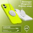 Magnetic for iPhone 16 Case, Compatible with Magsafe, Suction Cup Phone Mount, [2 Screen Protectors][Camera Lens Protector] Silicone Shockproof Protective Slim Phone Cover 6.1", Neon Yellow