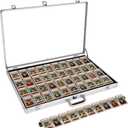 Sports Card Display Case Trade Show Display Case for TCG Pokemon Trading Cards and Jewelry Table Top Display Hold Upto 52 Slabs Made of Aluminum Acrylic Glass Anti Theft Lock Portable 34x22
