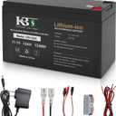 KBT 12V 12Ah Rechargeable Lithium-ion Replacement Battery with 12V Charger, Charging Cable, for Small UPS, LED Light Strip, Power Wheels, Ride On Car, Fish Finder, CCTV Camera, Built-in 10A BMS