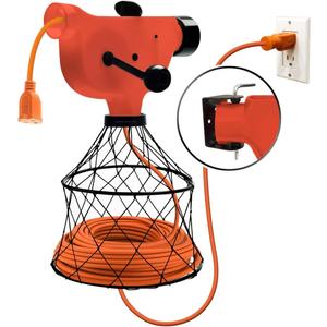 Chromex Wall Mounted Extension Cord Winder Organizer with 2 Fixed and 1 Swivel Wall Mount Brackets, Portable from Wall to Wall (Orange)