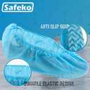 Premium Disposable Boot & Shoe Covers Booties, Durable, Non-Slip, Non-Toxic, Recyclable Protectors, Fits Most Shoes - Blue - Pack of 100 (50 Pairs)