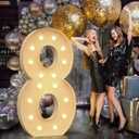 5FT Marquee Numbers 8, Large Light up Numbers for 8th 18th 80th Birthday Decorations, Giant Light up Sign 8 for Birthday, Anniversary Backdrop, Pre-Cut Foam Board Kit (DIY)
