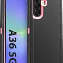 Jelanry for Samsung Galaxy A36 5G Rugged Series Case - Black/Pink, Heavy Duty Dual-Layer Shockproof Bumper Protective Cover with Port Anti-Dust/Scratch Protection, Raised Edges Protect Camera & Screen