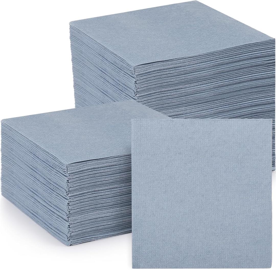 150 Pcs Dusty Blue Disposable Napkins 10" x 10" Paper Linen Cocktail Dinner Napkins Prefolded for Bar Restaurant Cafe Dessert Wedding Birthday Party Baby Shower