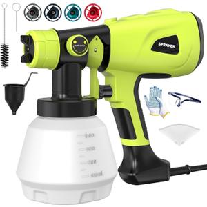 1000W High Power Paint Sprayer, Electric HVLP Spray Paint Gun with Adjustable Width Knob, 4 Nozzles & 3 Patterns, Easy to Clean for Furniture, Home Interior, House Painting(Green)