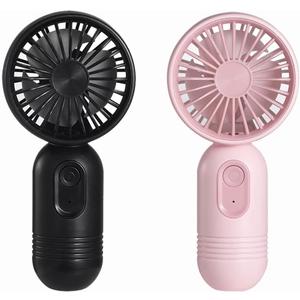 Mini Portable Fan 2 Pack, Cute Handheld Fan Battery Operated Lightweight Small Personal Fan with 3 Speeds and USB Rechargeable Eyelash Fan for Stylish Girl Kids Women Men Office Outdoor Travel Camping (Black & Pink)