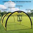 Upgraded 22ft x 12ft x 8ft Baseball & Softball Batting Cage Net with Pitching Machine Hole, 4ply 1.25'' Anti-Tear Netting, 13.4MM Fibreglass Poles, Portable Carry Bag