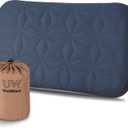 Camping Pillow with Removable Cover Large Size 24 x 15" - Ultralight Inflatable Pillow for Camping Lightweight, Ergonomic and Washable for Camping, Hiking, and Travel Gray (Grey)